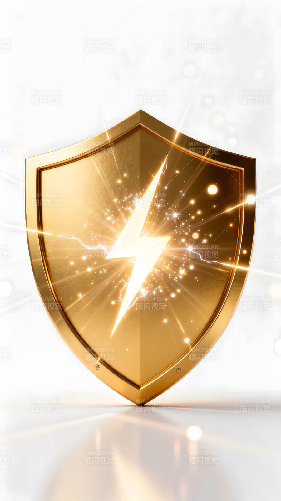 金色盾牌闪电标志-图片