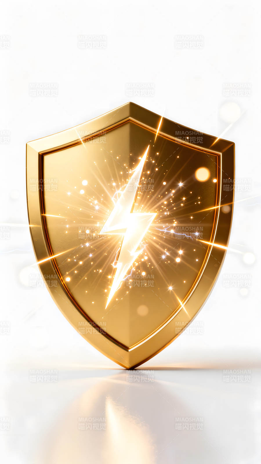 金色盾牌闪电特效保护-图片