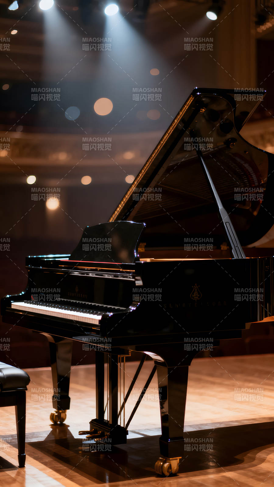 舞台钢琴灯光交织氛围感十足-图片