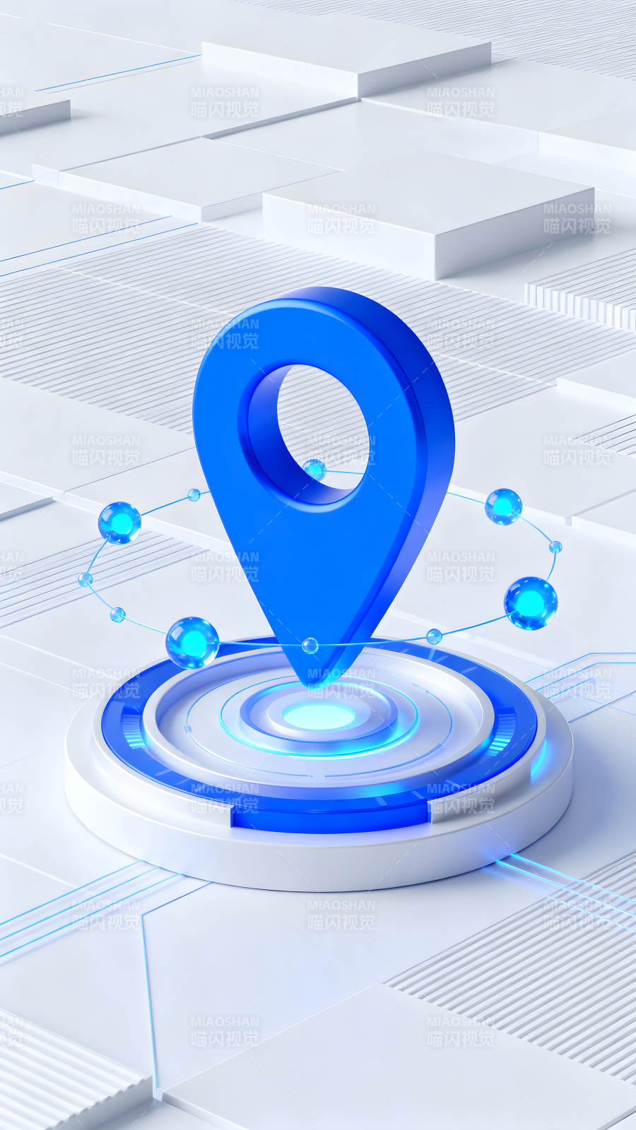 蓝色定位标志科技感设计-图片