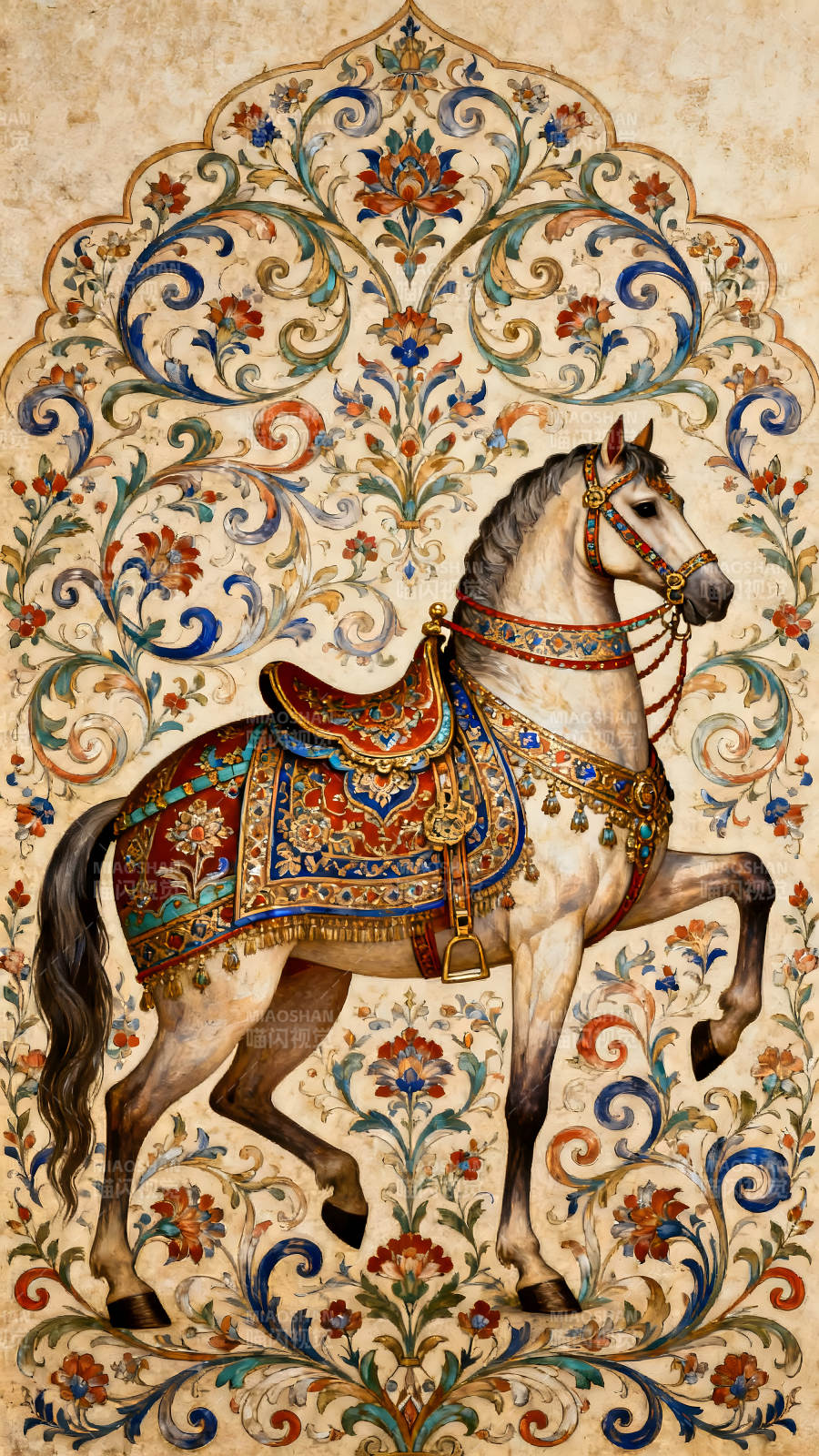 華麗的馬匹裝飾背景-圖片