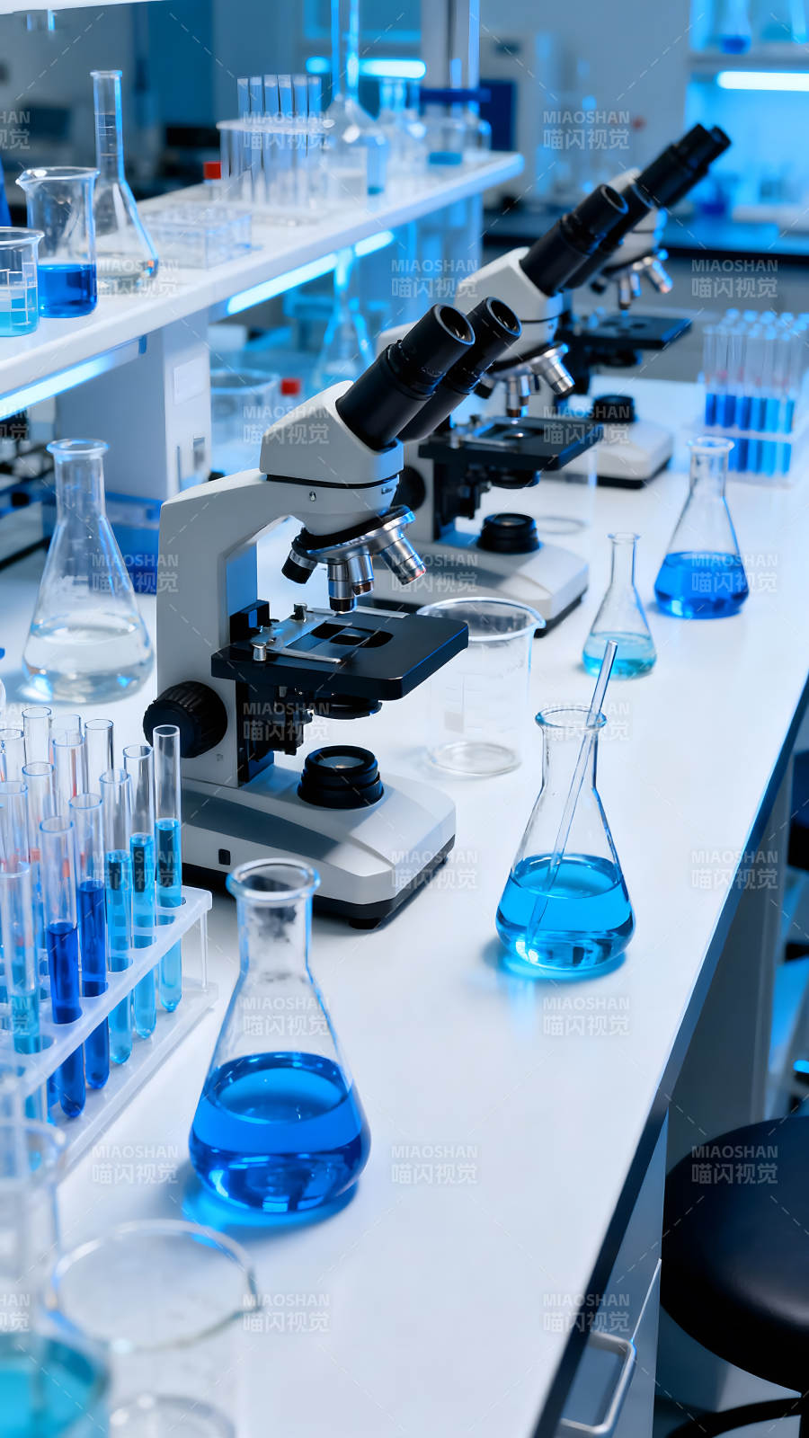 實驗室顯微鏡與化學試劑-圖片
