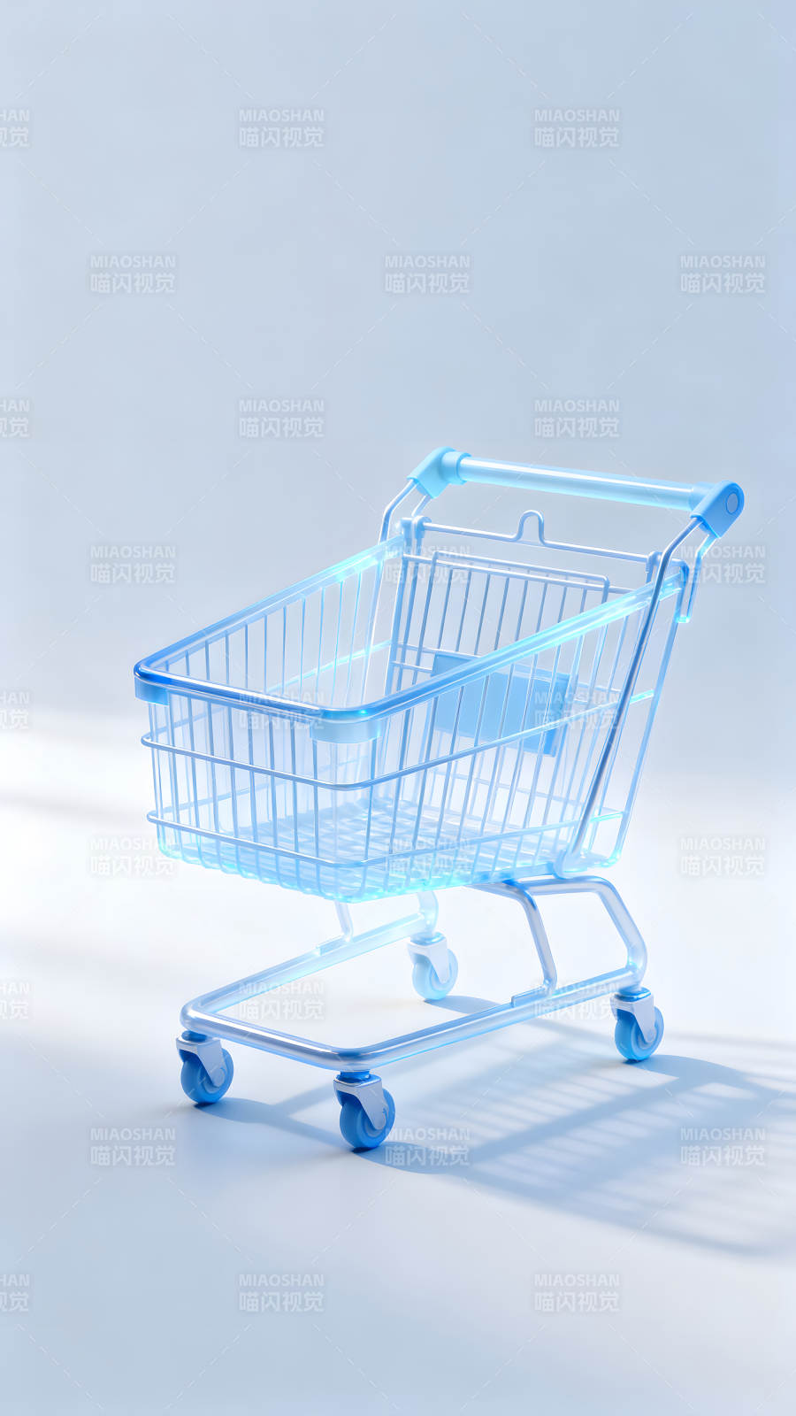 藍(lán)色透明購物手推車-圖片