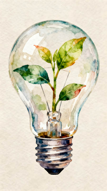 燈泡中的綠色植物-圖片