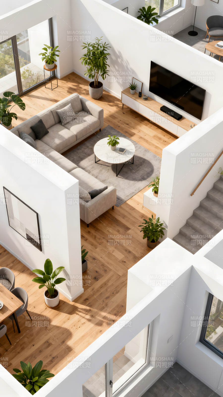 現代簡約風格室內設計空間布局清晰-圖片