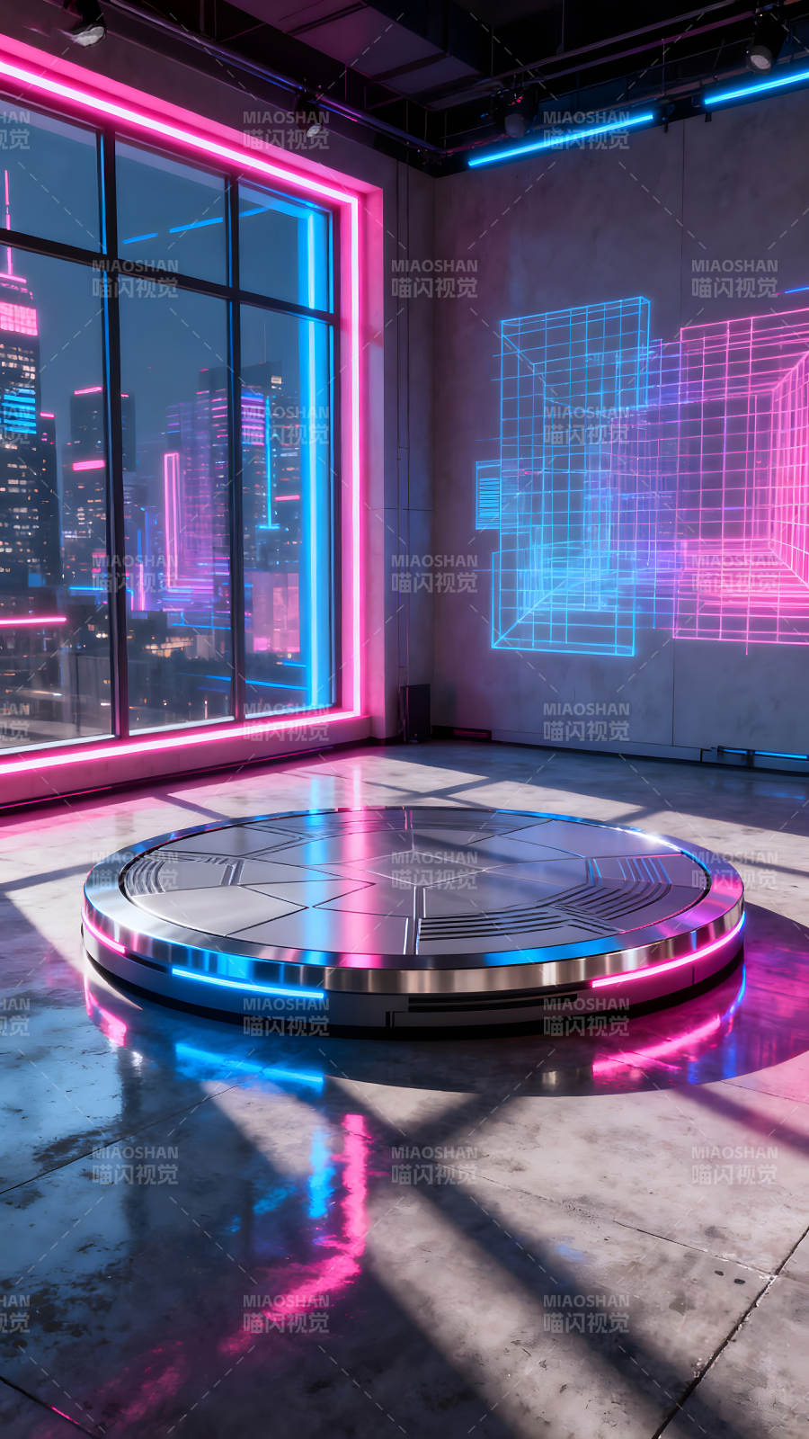 未来科技感十足的室内场景-图片