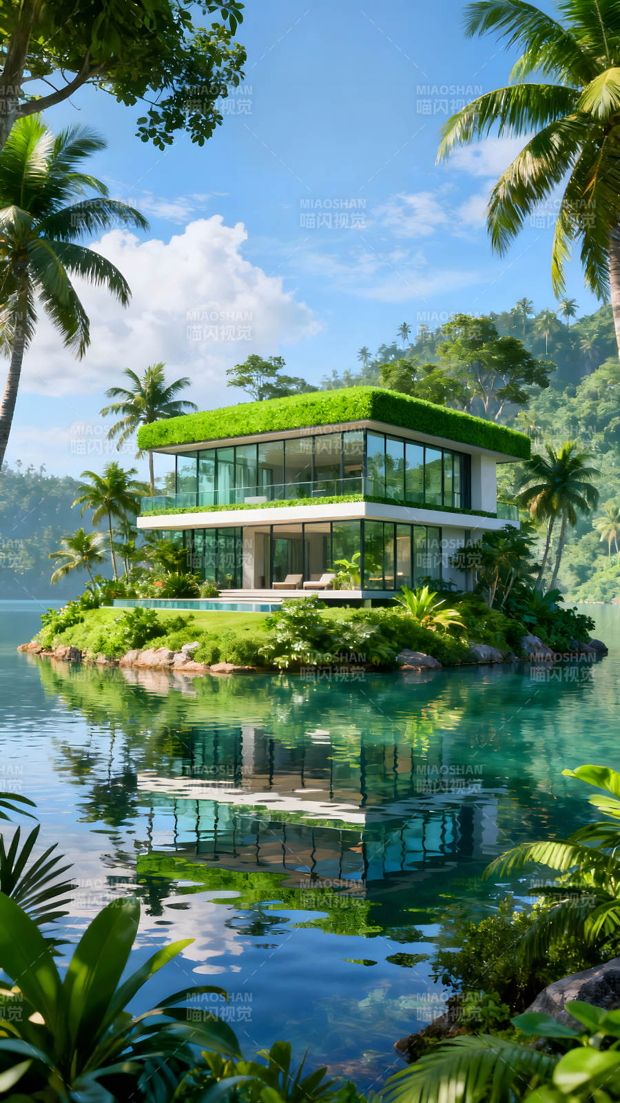 海島別墅風景如畫環境優美-圖片