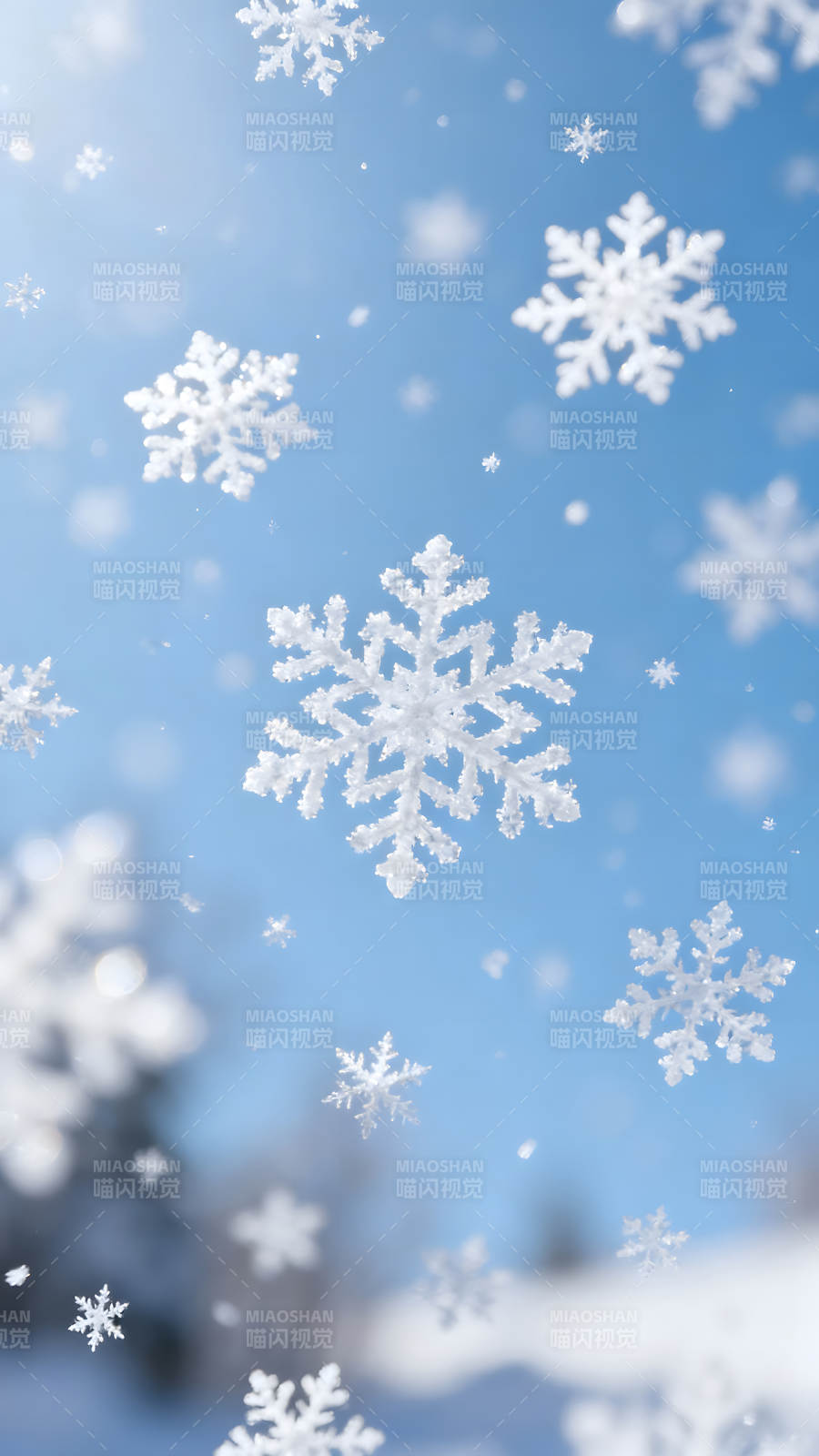雪花飄落天空背景唯美畫面-圖片