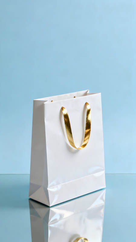 白色禮品袋金帶裝飾-圖片