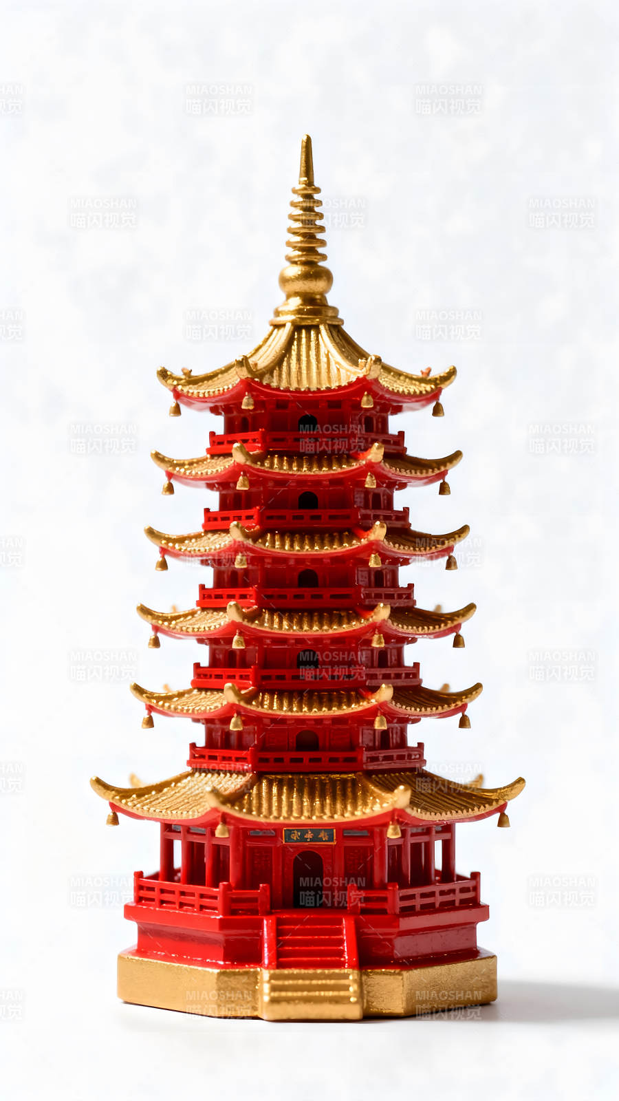 紅色金頂寶塔模型特寫-圖片