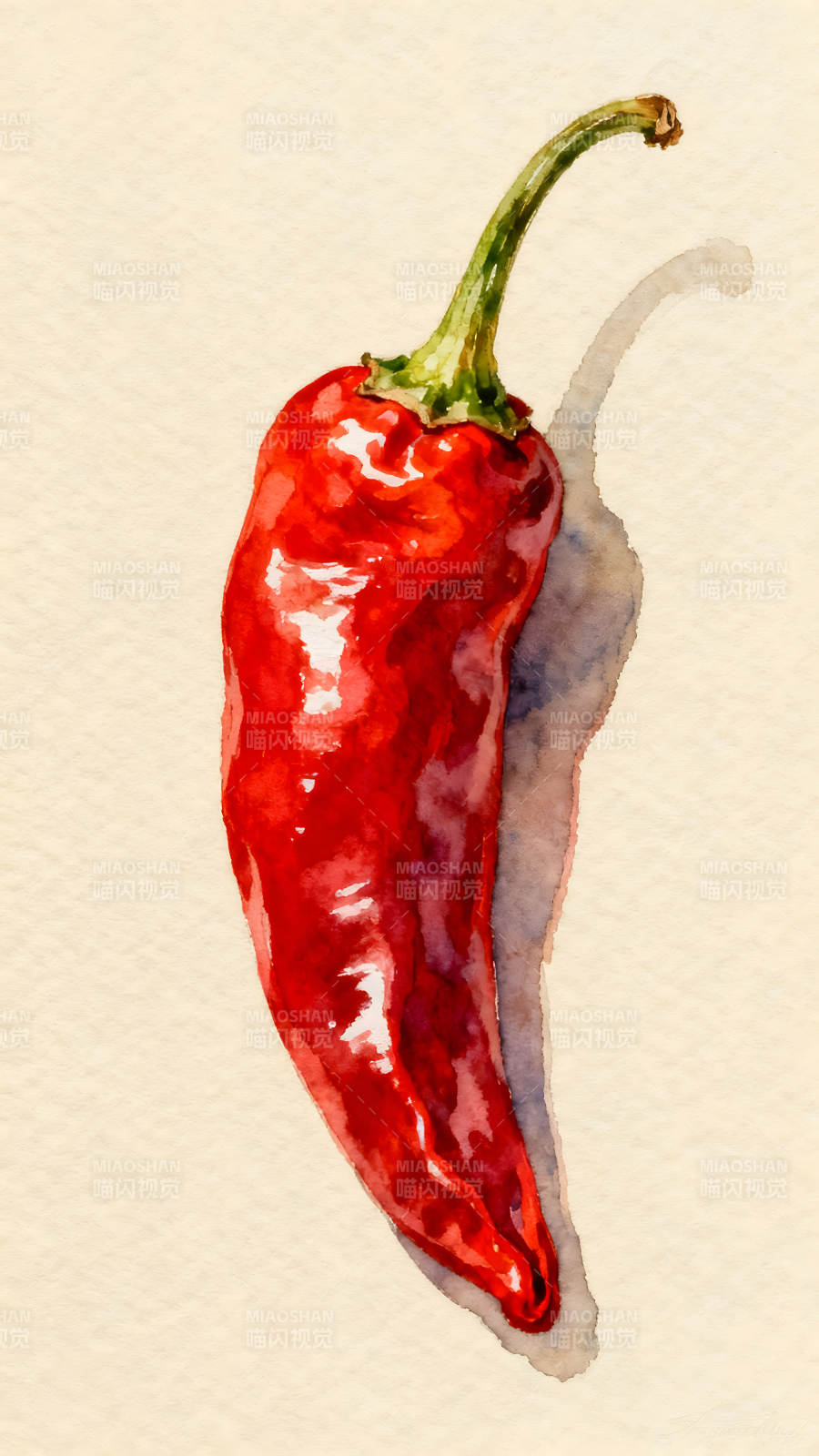 紅辣椒水彩畫鮮艷逼真-圖片