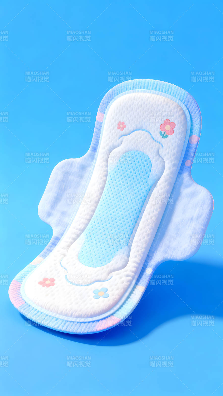 衛生巾特寫藍色背景卡通風格-圖片