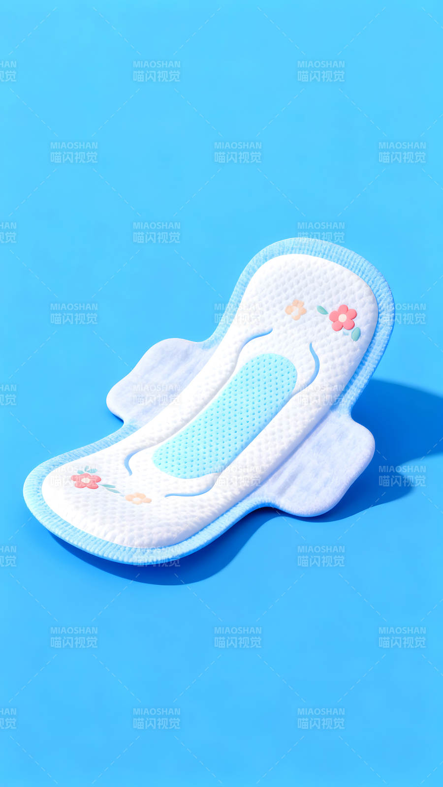 衛生巾在藍色背景上的特寫-圖片