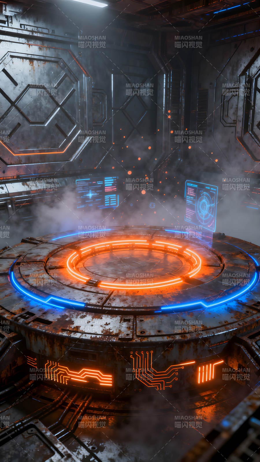 科幻空間平臺裝置發光-圖片