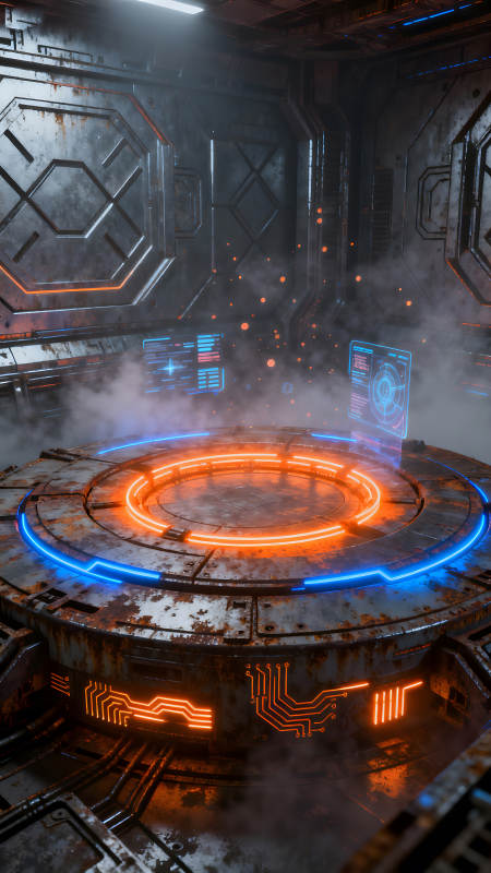 科幻空間平臺裝置發光-圖片