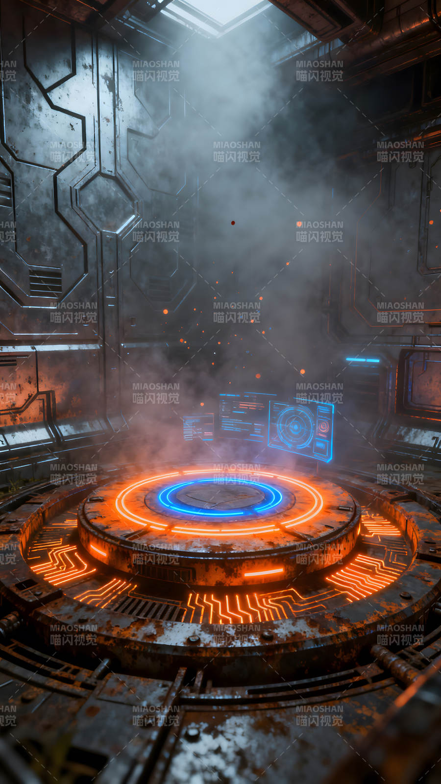 科幻空間場景發光圓臺-圖片