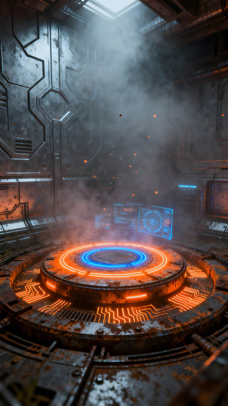 科幻空間場景發光圓臺-圖片