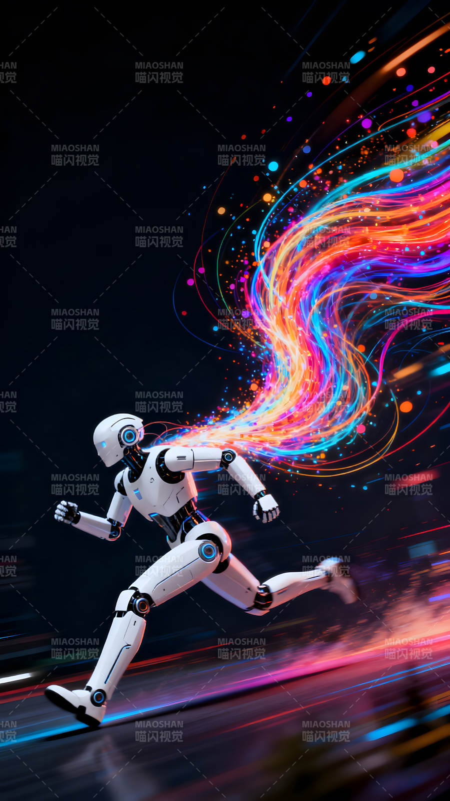 機器人奔跑釋放能量光束-圖片