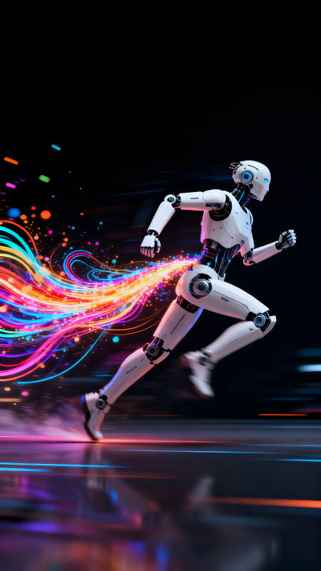 機(jī)器人飛速奔跑迸發(fā)光芒-圖片