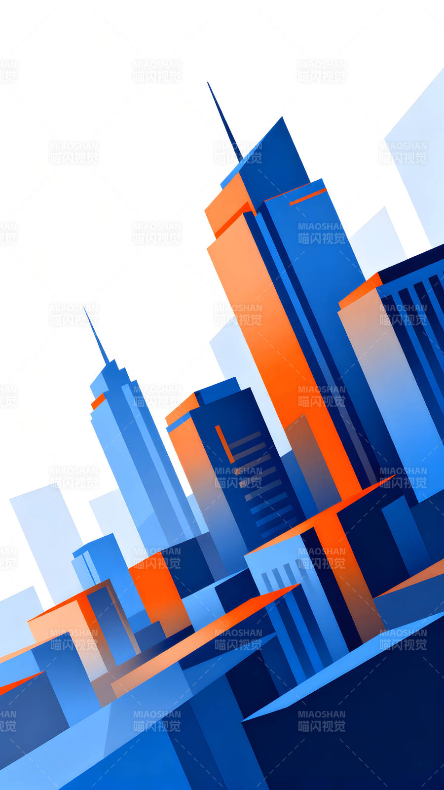 抽象城市建筑構成畫面-圖片