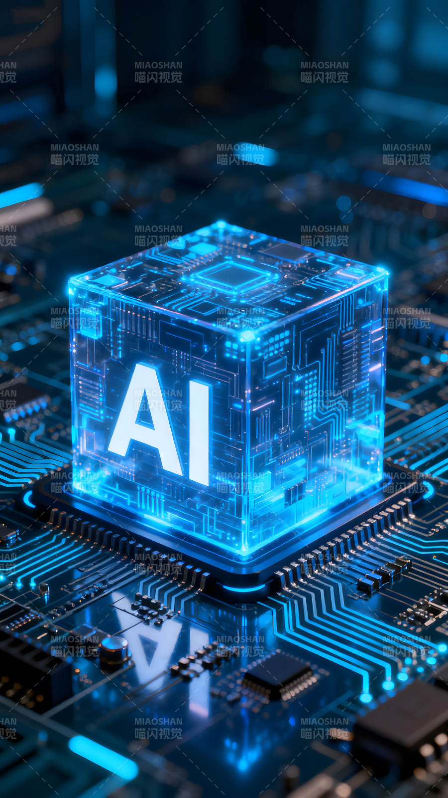 AI科技芯片發(fā)光立方體-圖片