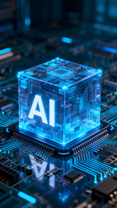 AI科技芯片發光立方體-圖片