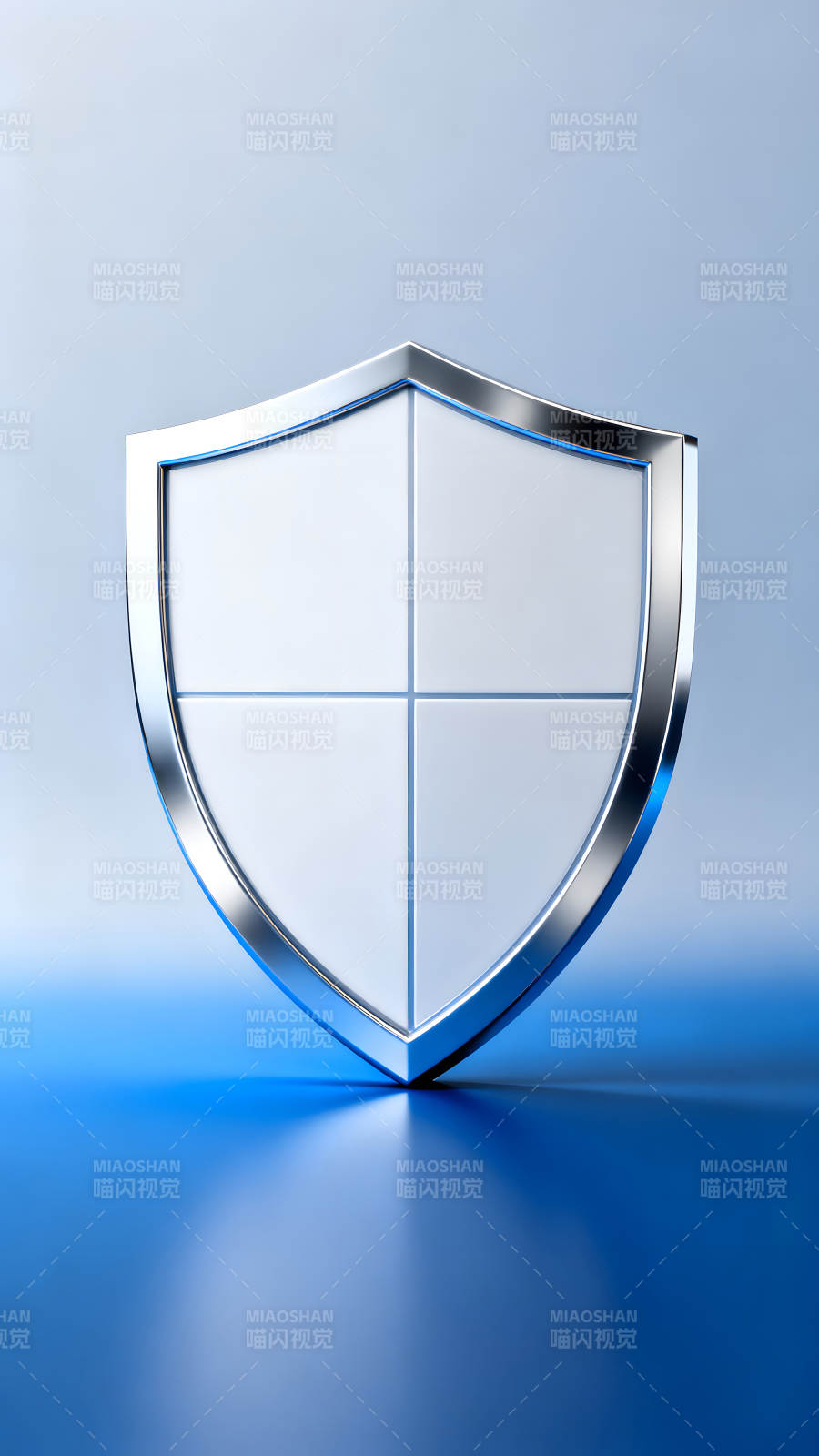 银色盾牌保护图像蓝光背景-图片