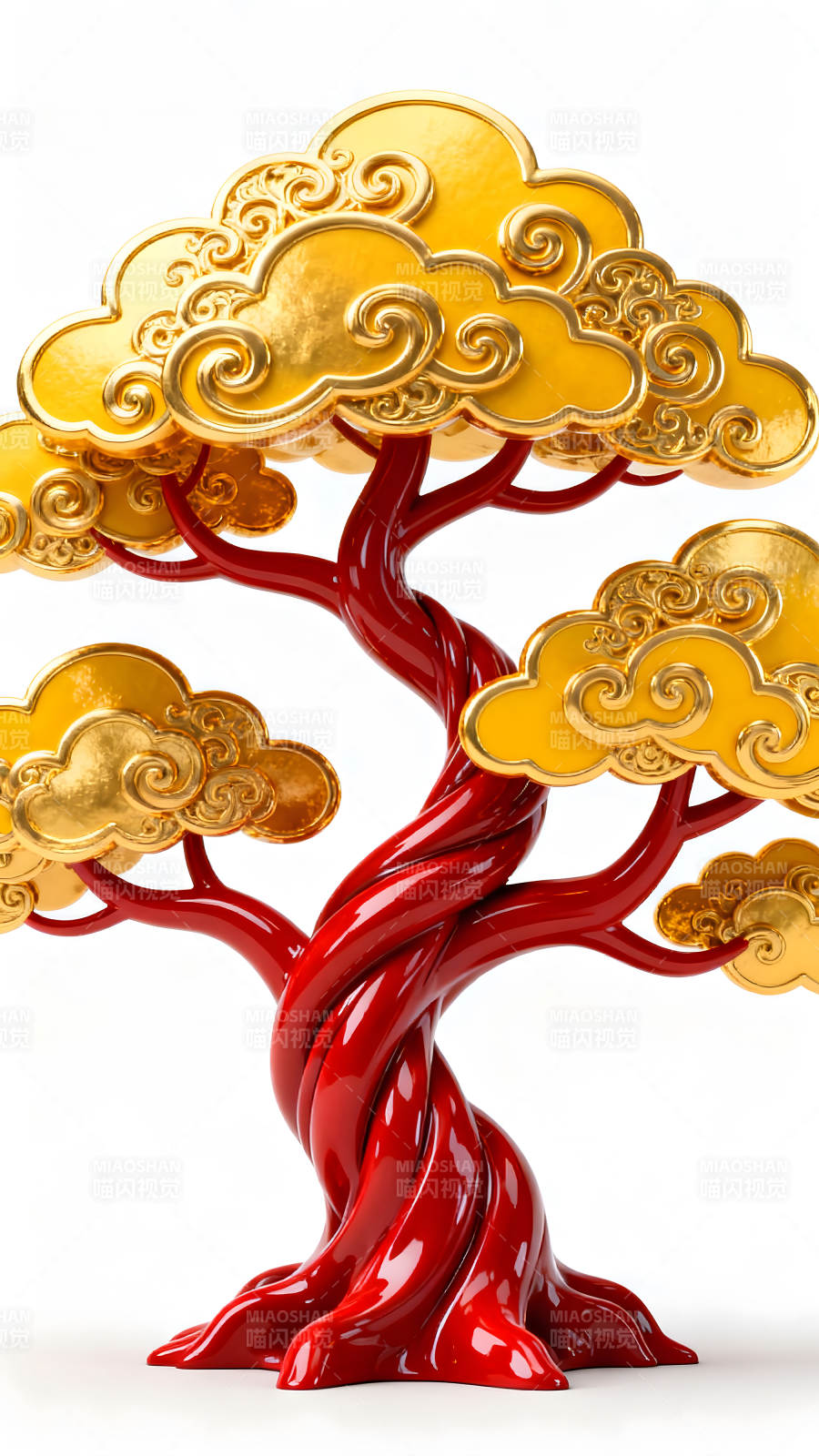 金色祥云红树装饰-图片