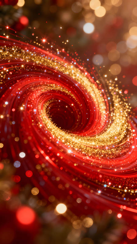 紅色光芒漩渦金色閃耀星光-圖片