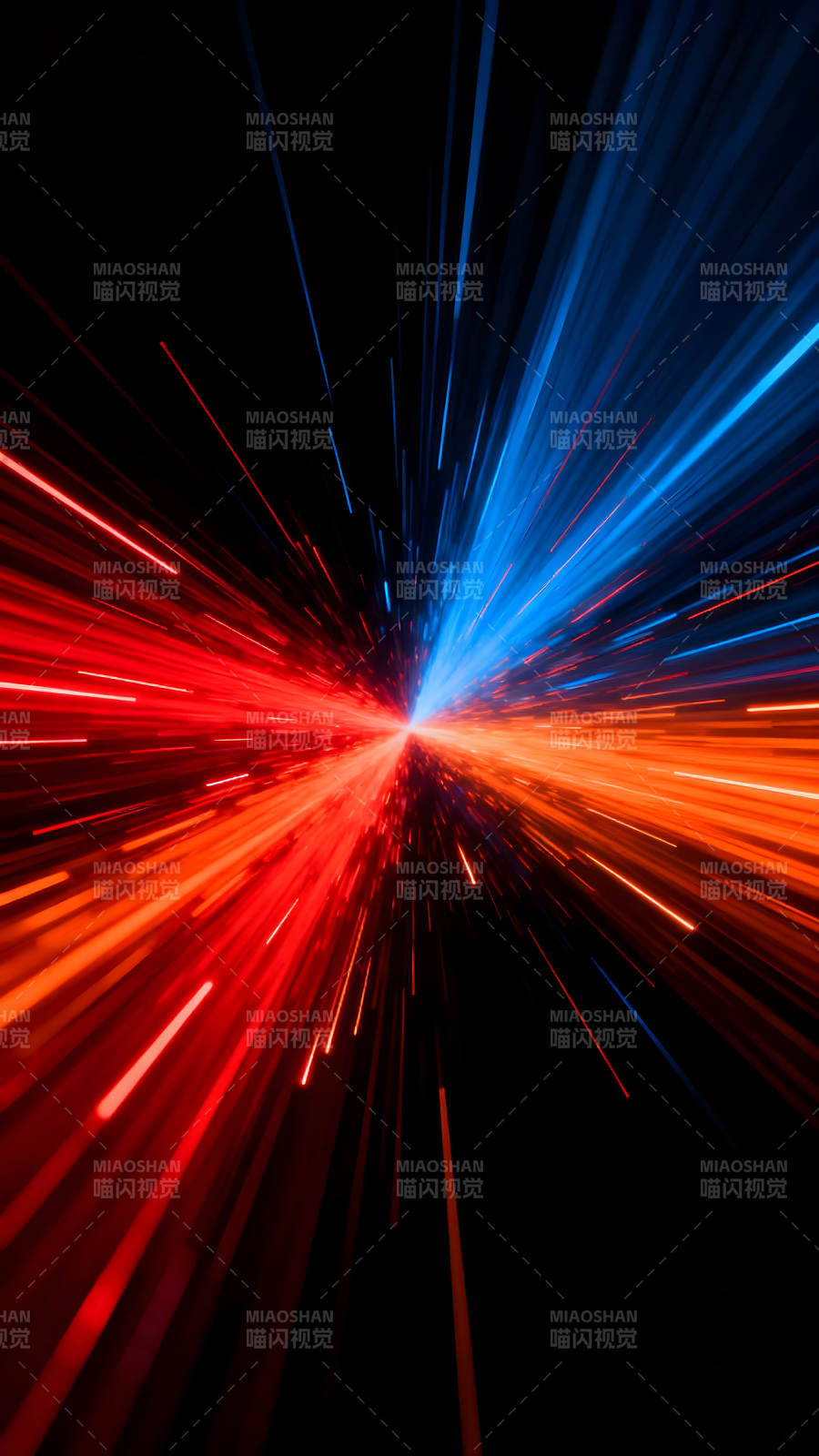 红蓝光芒碰撞爆发能量-图片