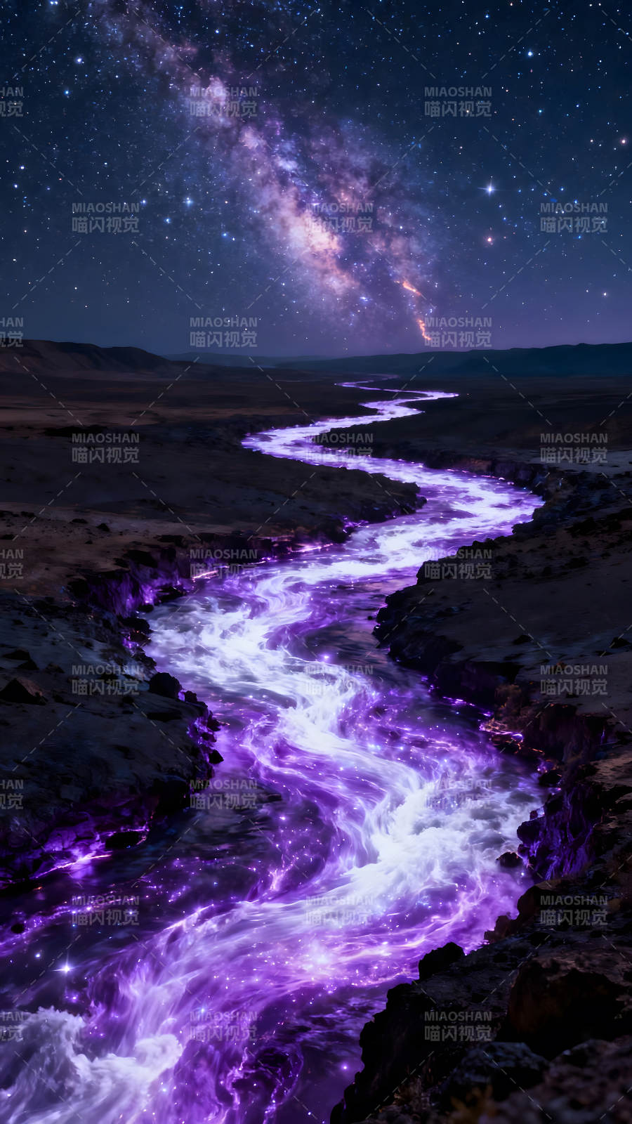 银河星河交汇河流紫色星光璀璨-图片