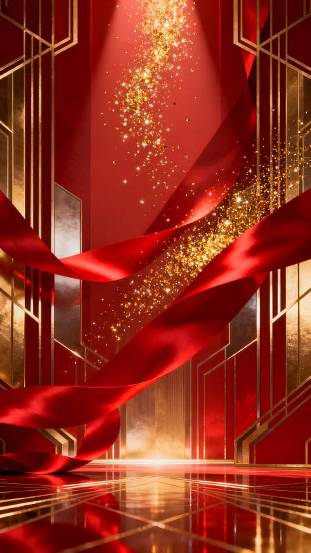華麗紅金慶典背景-圖片