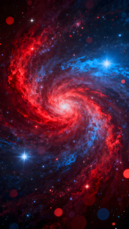 壮观的红蓝星系漩涡-图片