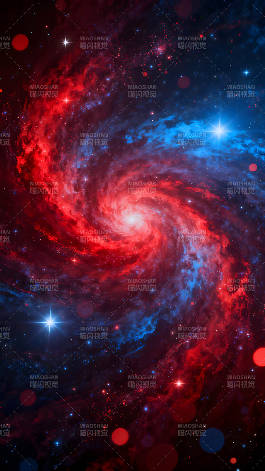 壮观的红蓝星系漩涡-图片