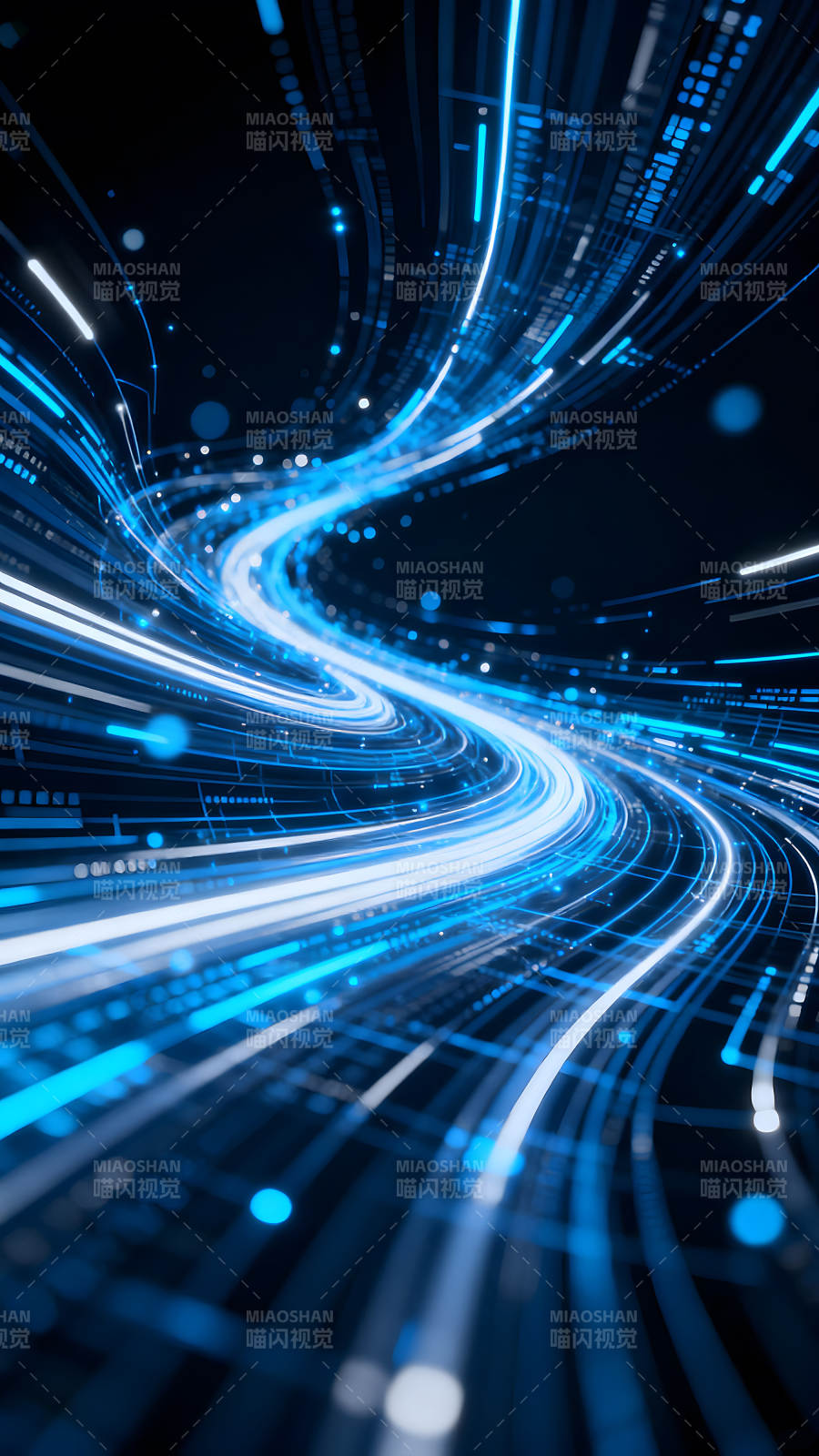 藍(lán)色光線流動(dòng)抽象科技-圖片