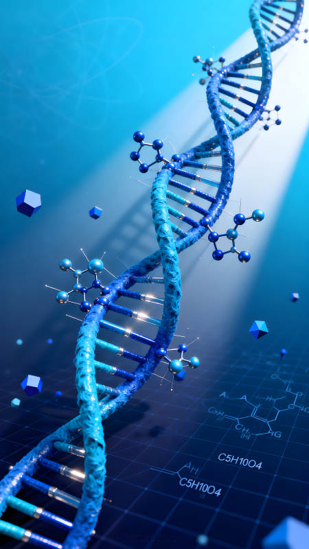 DNA結構展示藍色科技感-圖片