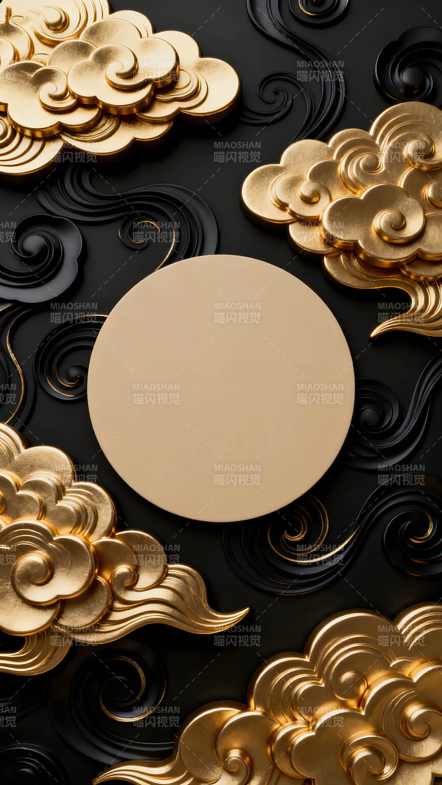 金色祥云环绕圆盘-图片