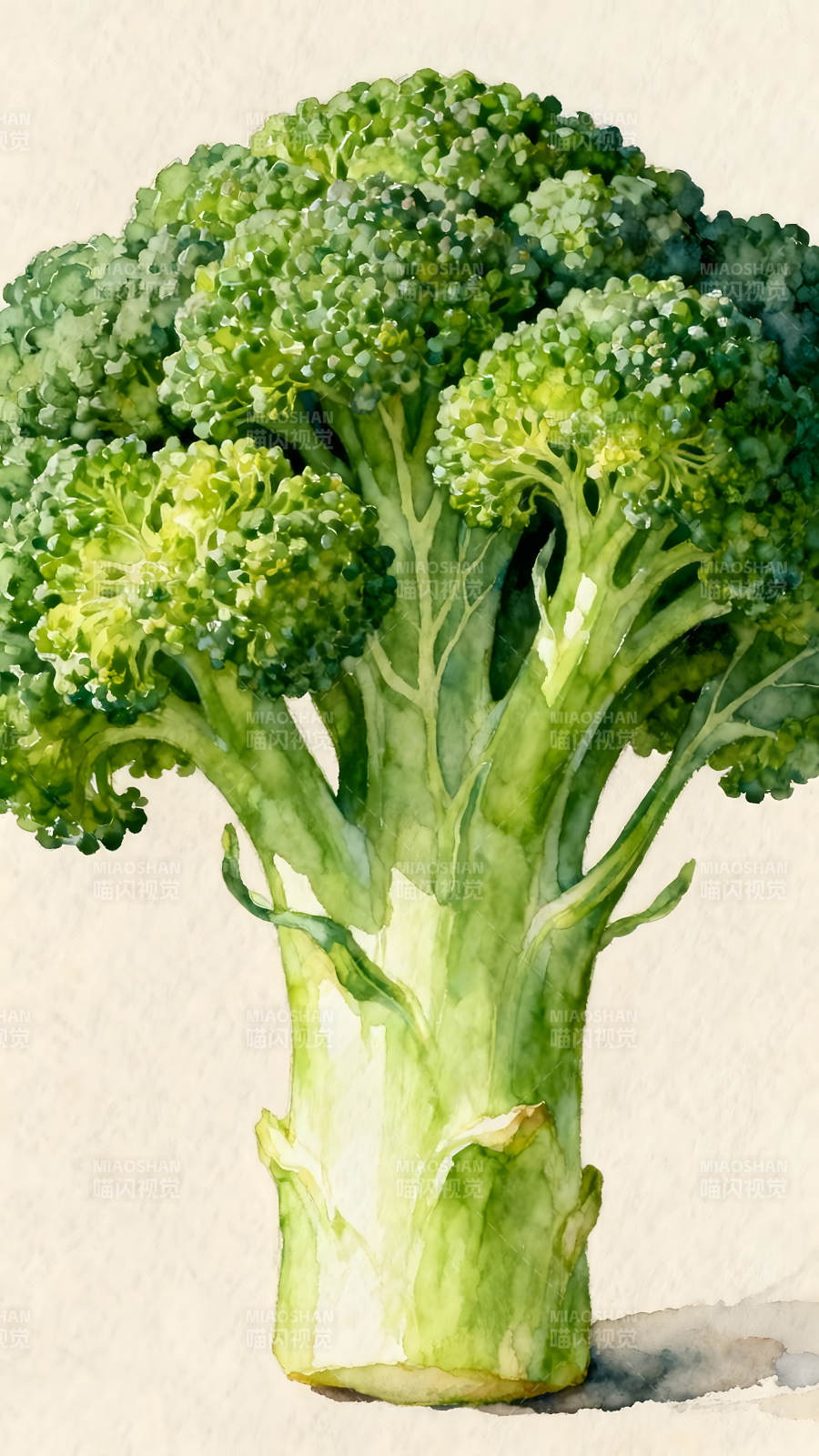 水彩風格的西蘭花特寫-圖片