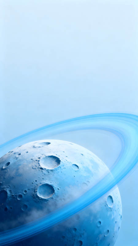 藍色星球與光環的宇宙景象-圖片