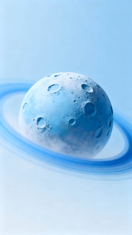 藍色行星與光環-圖片