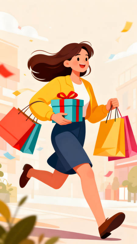 購物狂歡節快樂女郎購物喜悅-圖片