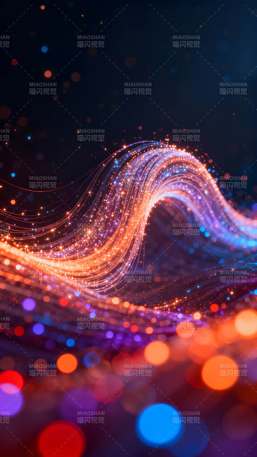 光流絢爛夜空粒子涌動-圖片