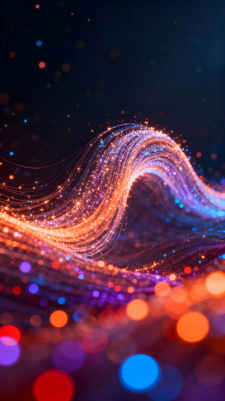 光流絢爛夜空粒子涌動-圖片