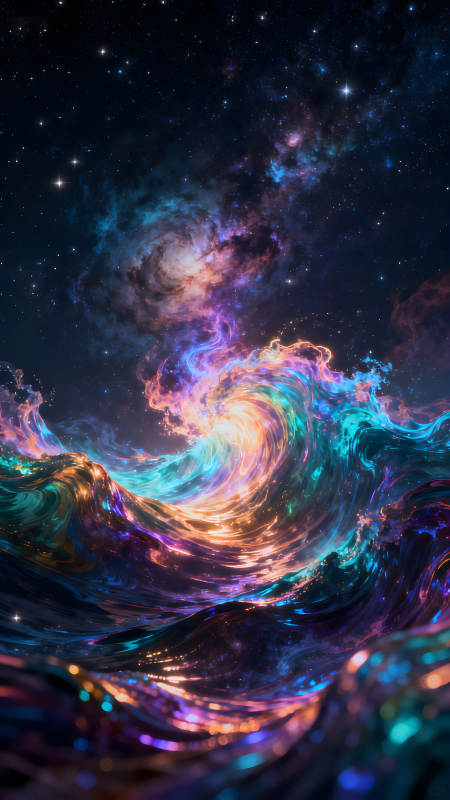 星空與宇宙浪潮的奇幻景象-圖片