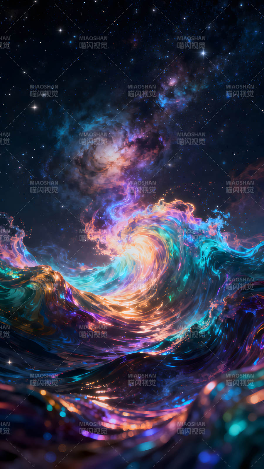 星空與宇宙浪潮的奇幻景象-圖片