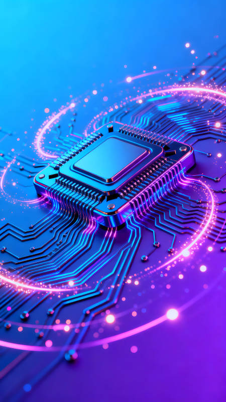 科技感十足的電路板和芯片-圖片