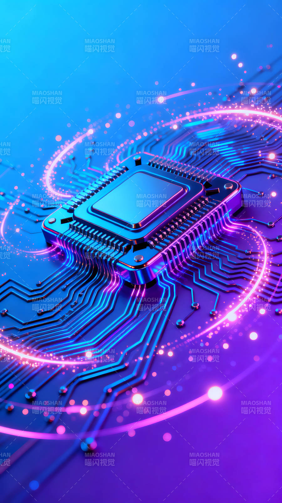 科技感十足的電路板和芯片-圖片