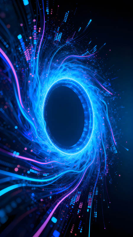 科技感十足的藍色光暈漩渦-圖片