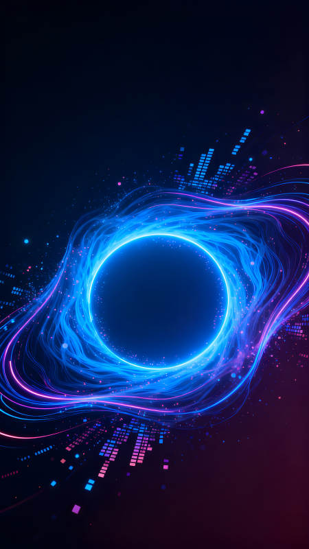 未來科技感藍色漩渦抽象藝術-圖片