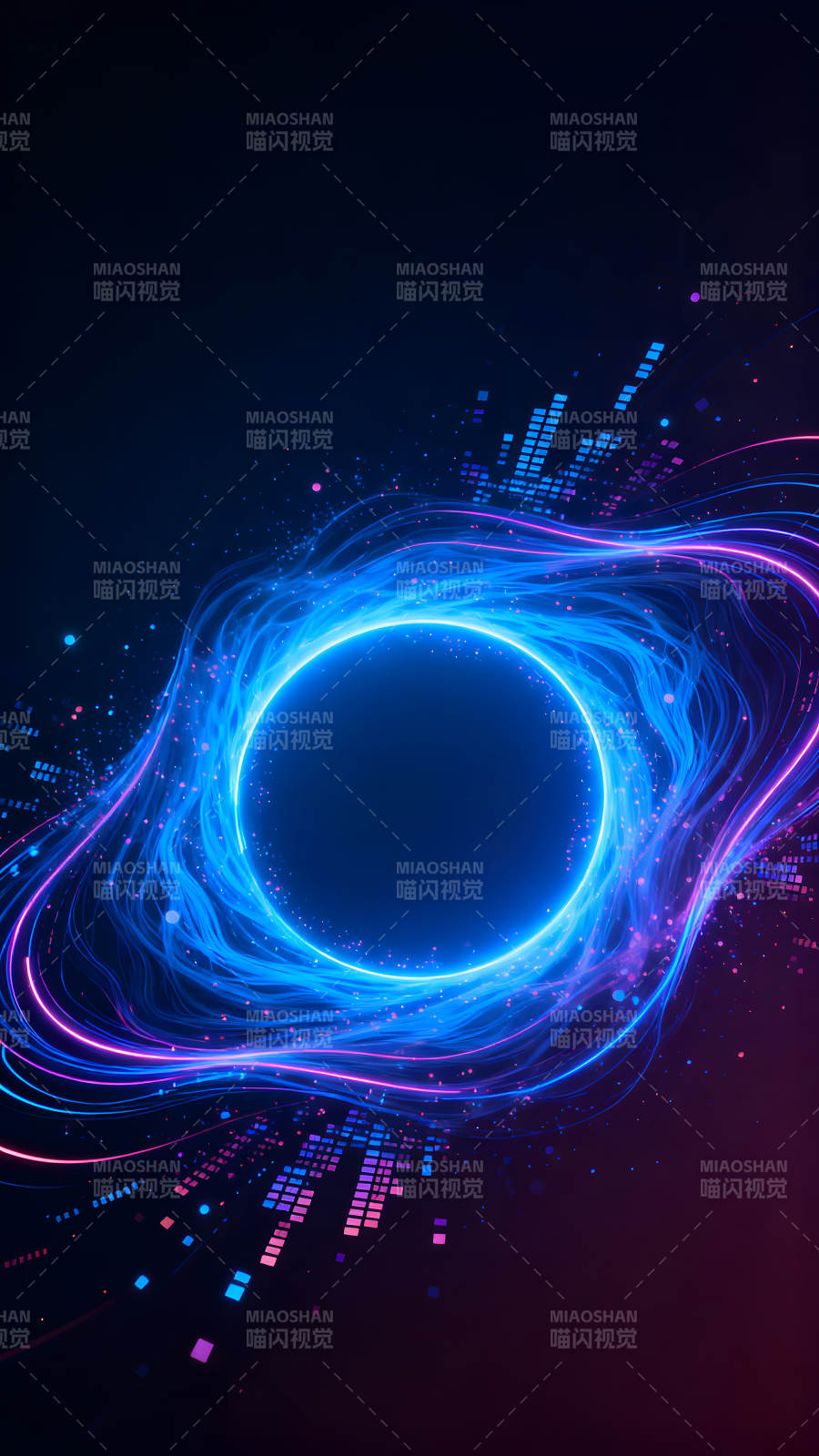 未來科技感藍色漩渦抽象藝術-圖片